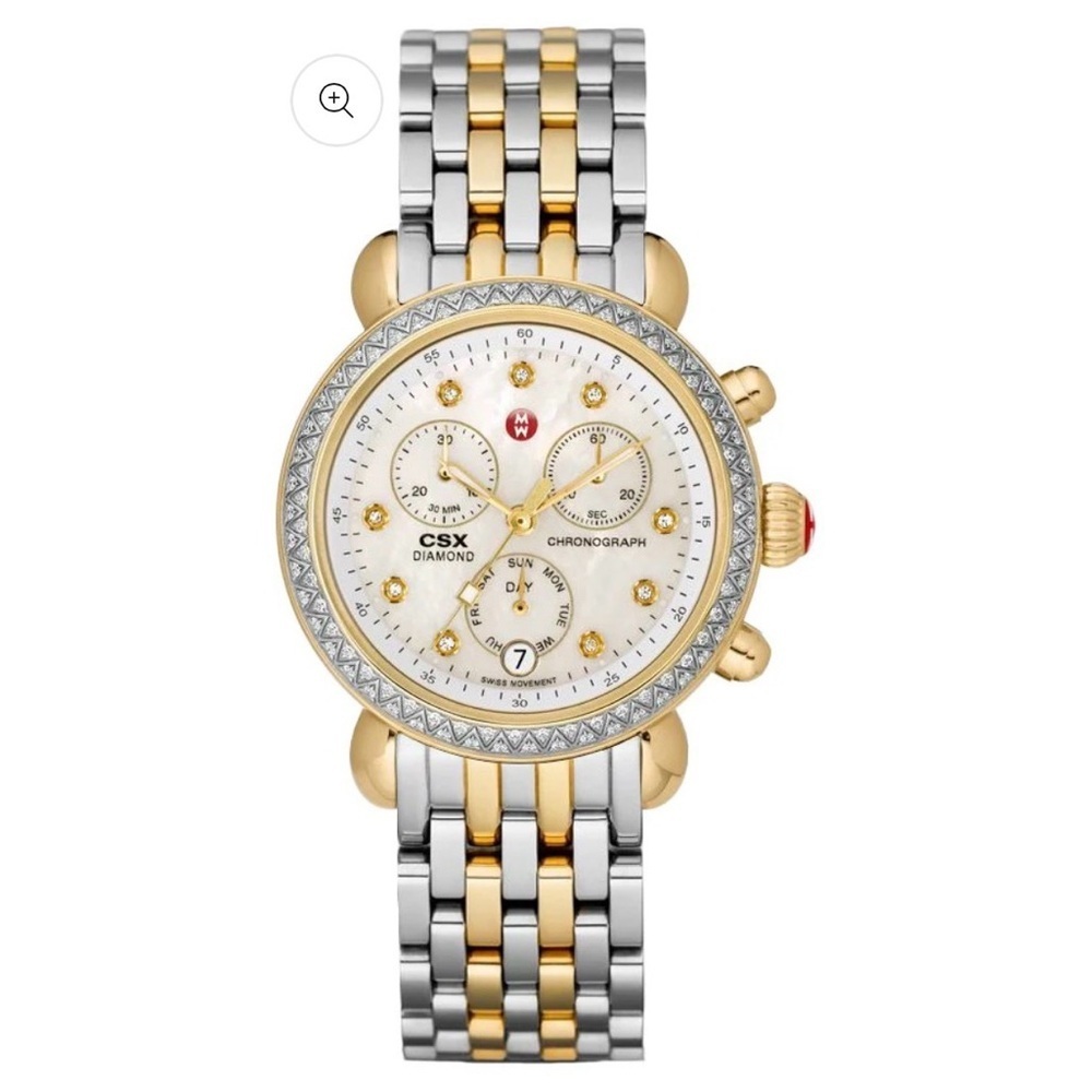MICHELE CSX 36 DIAMOND MOTHER PEARL YELLOW GOLD TWO TONE WATCH- reduced